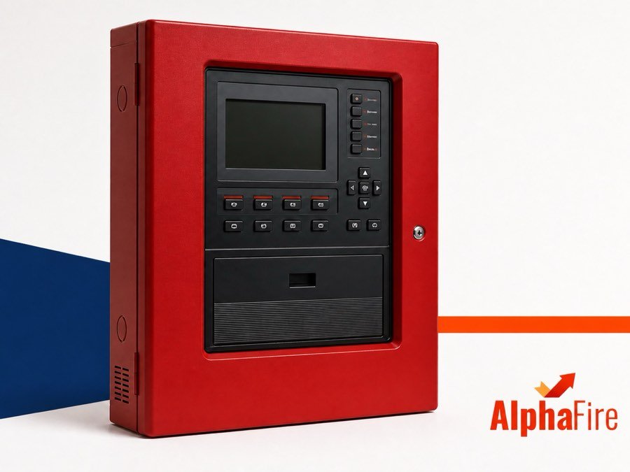 لوحة تحكم إنذار الحريق بشعار AlphaFire