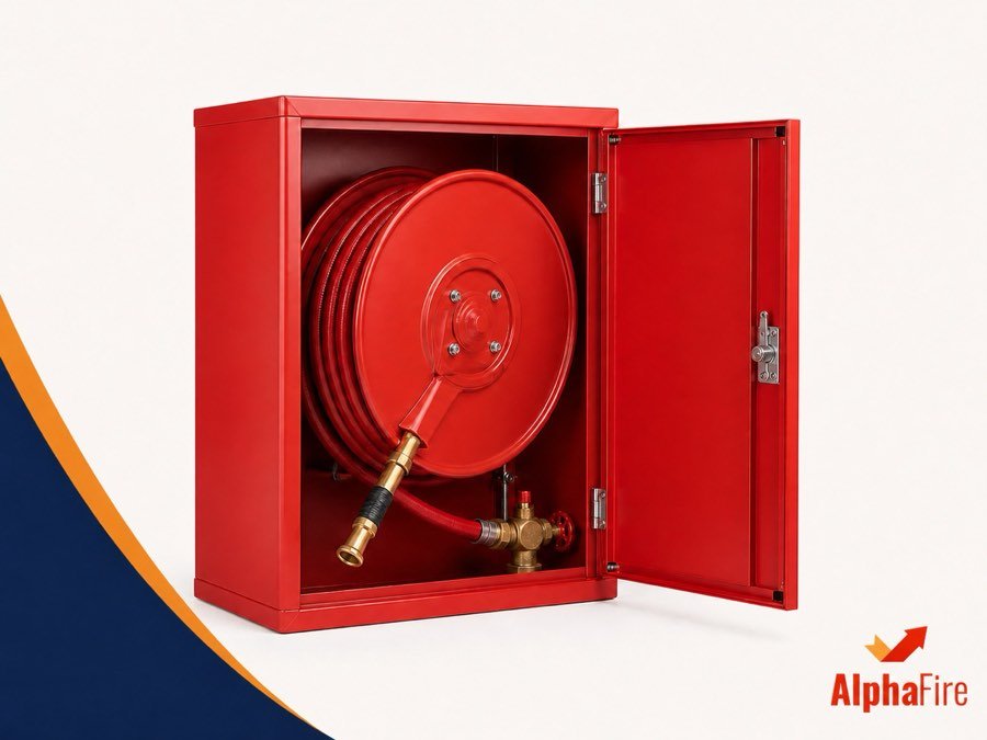 بكرة خرطوم حريق بشعار AlphaFire
